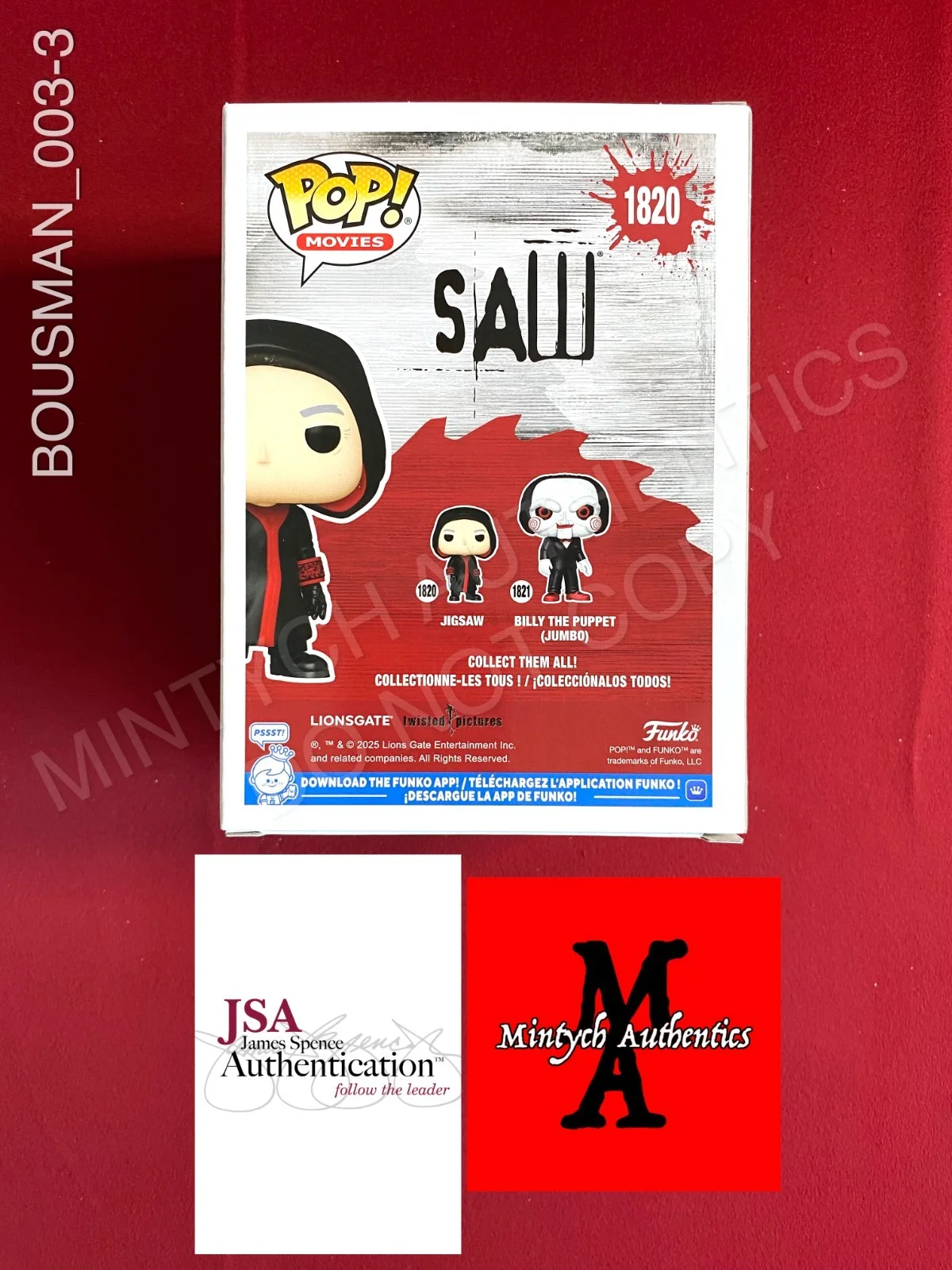 Darren Lynn Bousman — Darren Lynn Bousman autographed signed Jigsaw Saw Funko Pop #1820 JSA COA, image 3