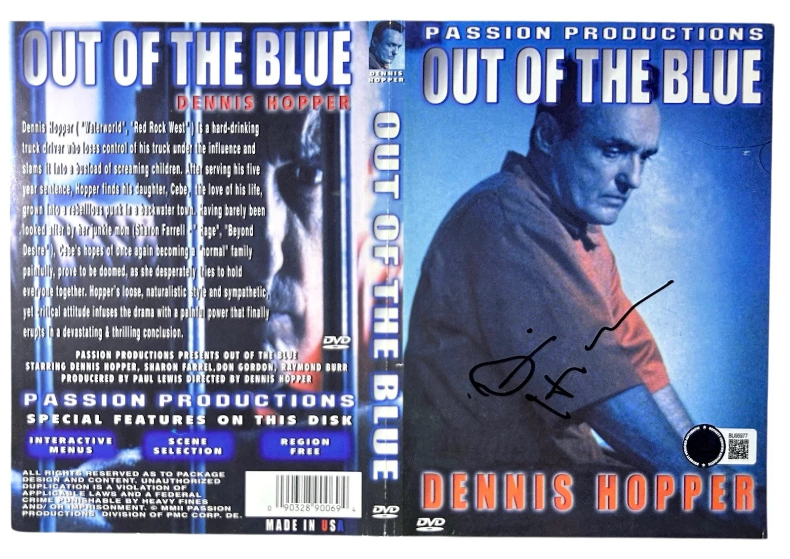 Dennis Hopper — Dennis Hopper Signed Out Of The Blue DVD Movie Cover (BECKETT AUTHENTICATED)