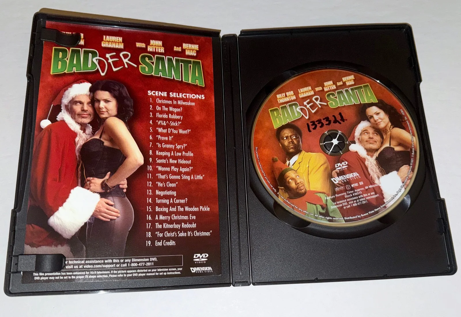 BILLY BOB THORNTON — BILLY BOB THORNTON SIGNED BAD SANTA DVD MOVIE UNRATED VERSION BADDER FILM w/DISC, image 3