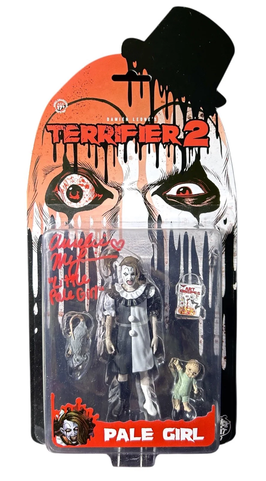 Amelie Mclain — Amelie Mclain Signed Terrifier Little Pale Girl Figure Art The Clown (JSA COA), изображение 2