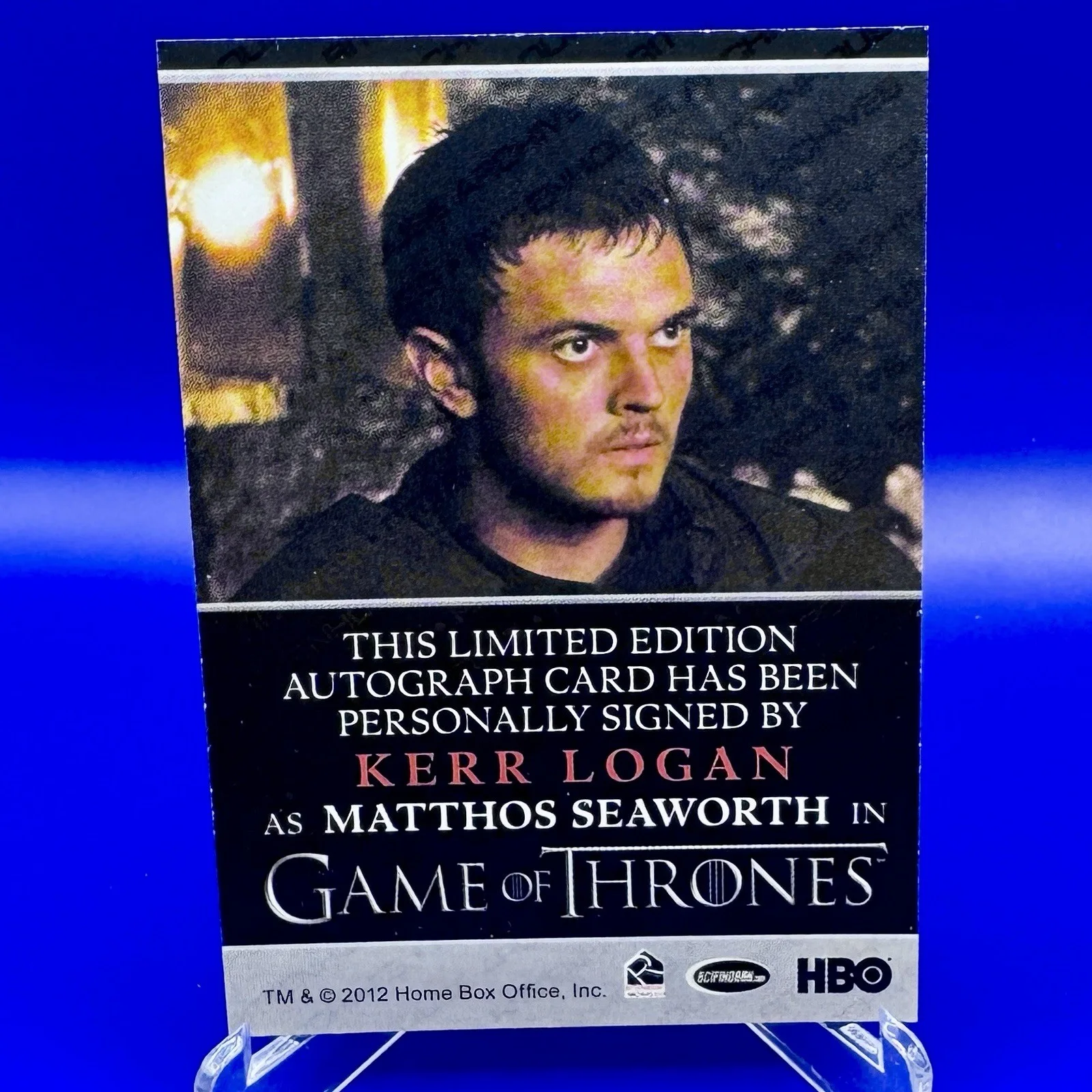 Kerr Logan — Game of Thrones Season 2 On Card Autograph Kerr Logan as Matthos Seaworth Auto, image 2