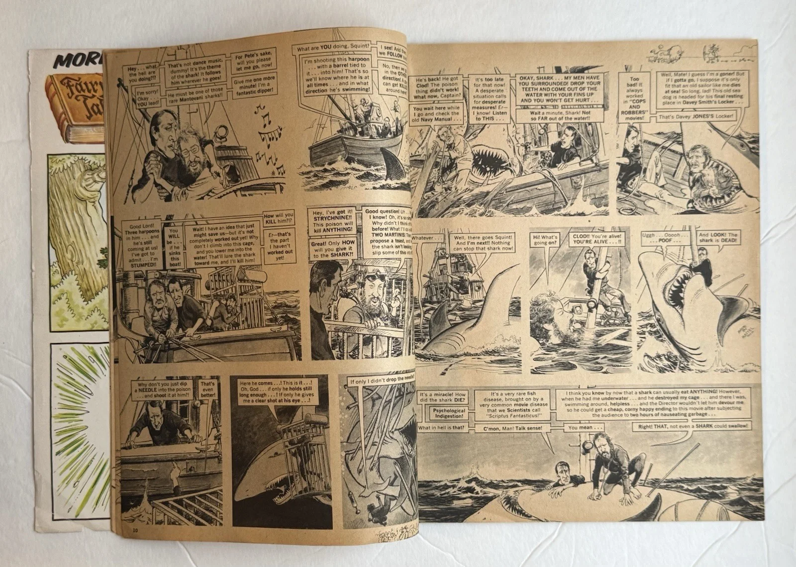 Mort Kunstler JAWS SIGNED Autograph RARE Orig Mad Magazine 1976 w K9 COA #180, изображение 2