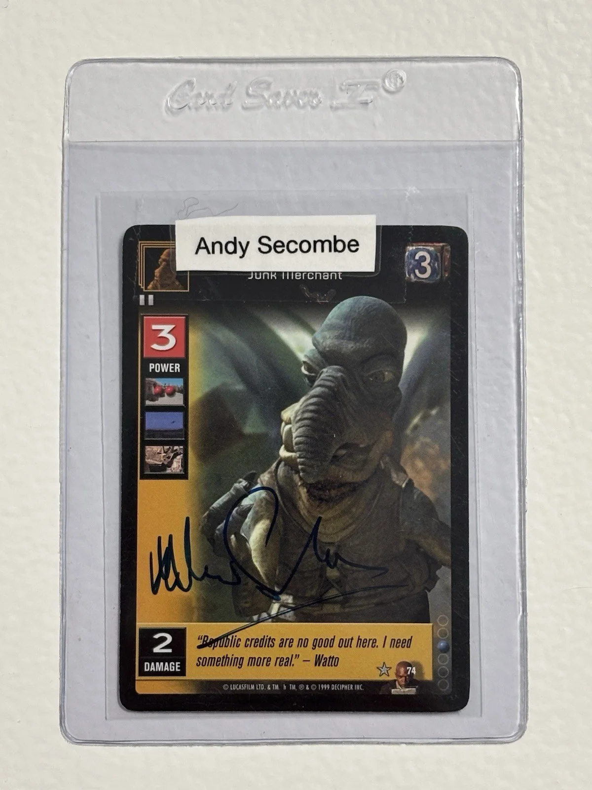 Andy Secombe — ANDY SECOMBE Signed STAR WARS Autograph CCG Card from AUTO COLLECTION Andrew, изображение 3