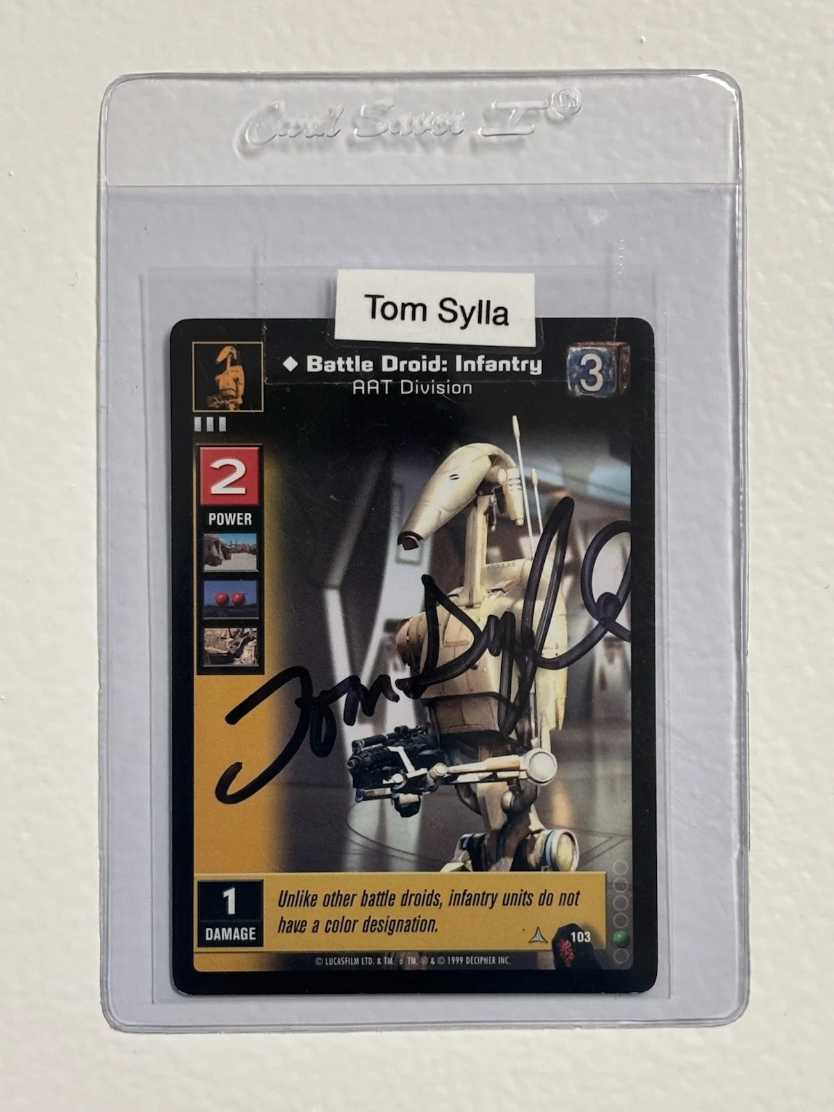 Tom Sylla — RARE*** TOM SYLLA Signed STAR WARS Voice Actor Autograph Decipher CCG Auto Card, изображение 3