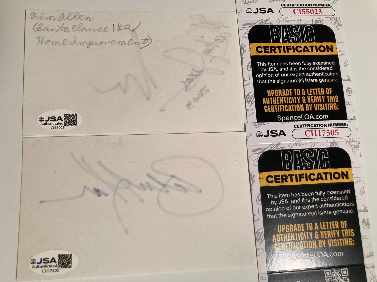 TIM ALLEN RICHARD KARN MICKEY JONE — HOME IMPROVEMENT signed cards TIM ALLEN, RICHARD KARN,MICKEY JONES JSA #CI55023, image 2
