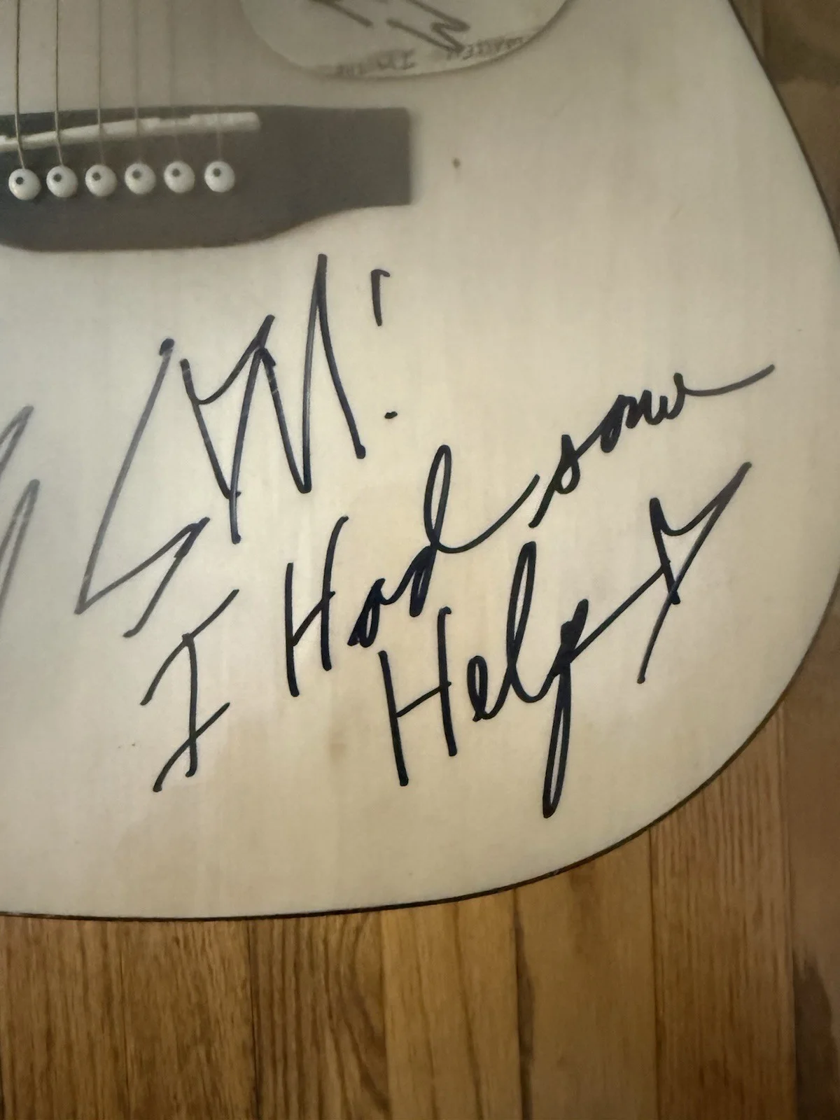 POST MALONE MORGAN WALLEN DUAL SIGNED AUTOGRAPH GUITAR I HAD SOME HELP BAS COA, image 4