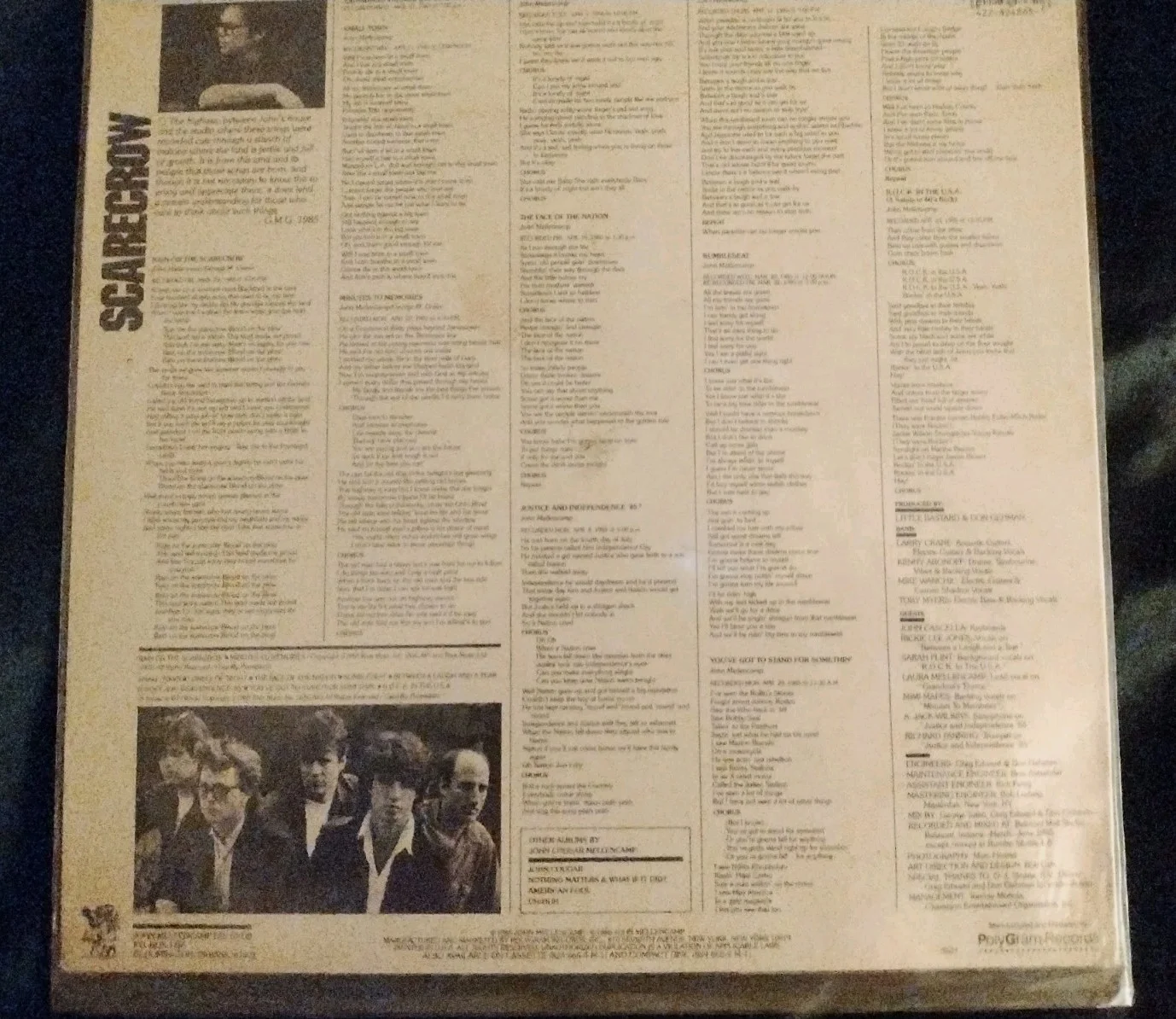 John Cougar Melloncamp SEALED W/HYPE Stickers SCARECROW LP 1ST PRESS MINT, image 4