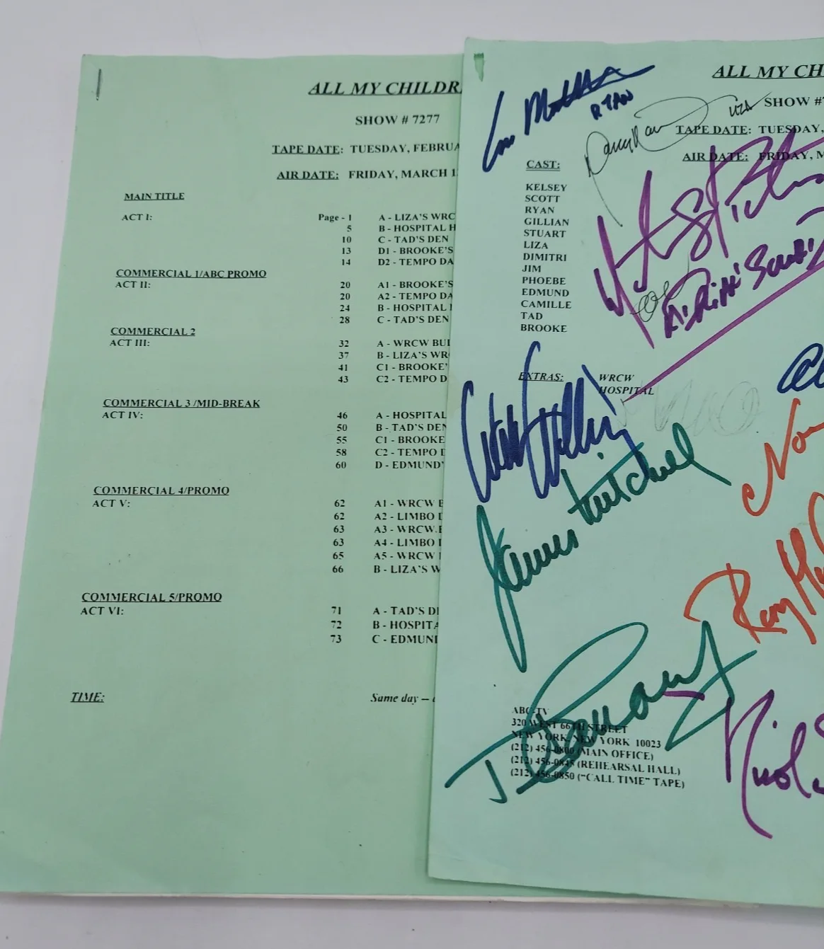 Mike Ray — All My Children Signed 1998 Show #7277 Tape Date Feburary 23 1998 Script, image 2