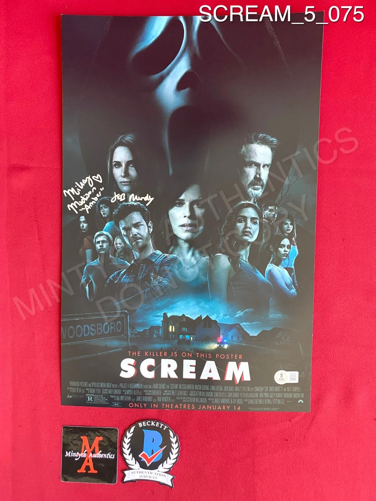 Jasmin Savoy Brown, Mikey Madison — Jasmin Savoy Brown Mikey Madison autographed signed 11x17 photo Scream 5 Beckett