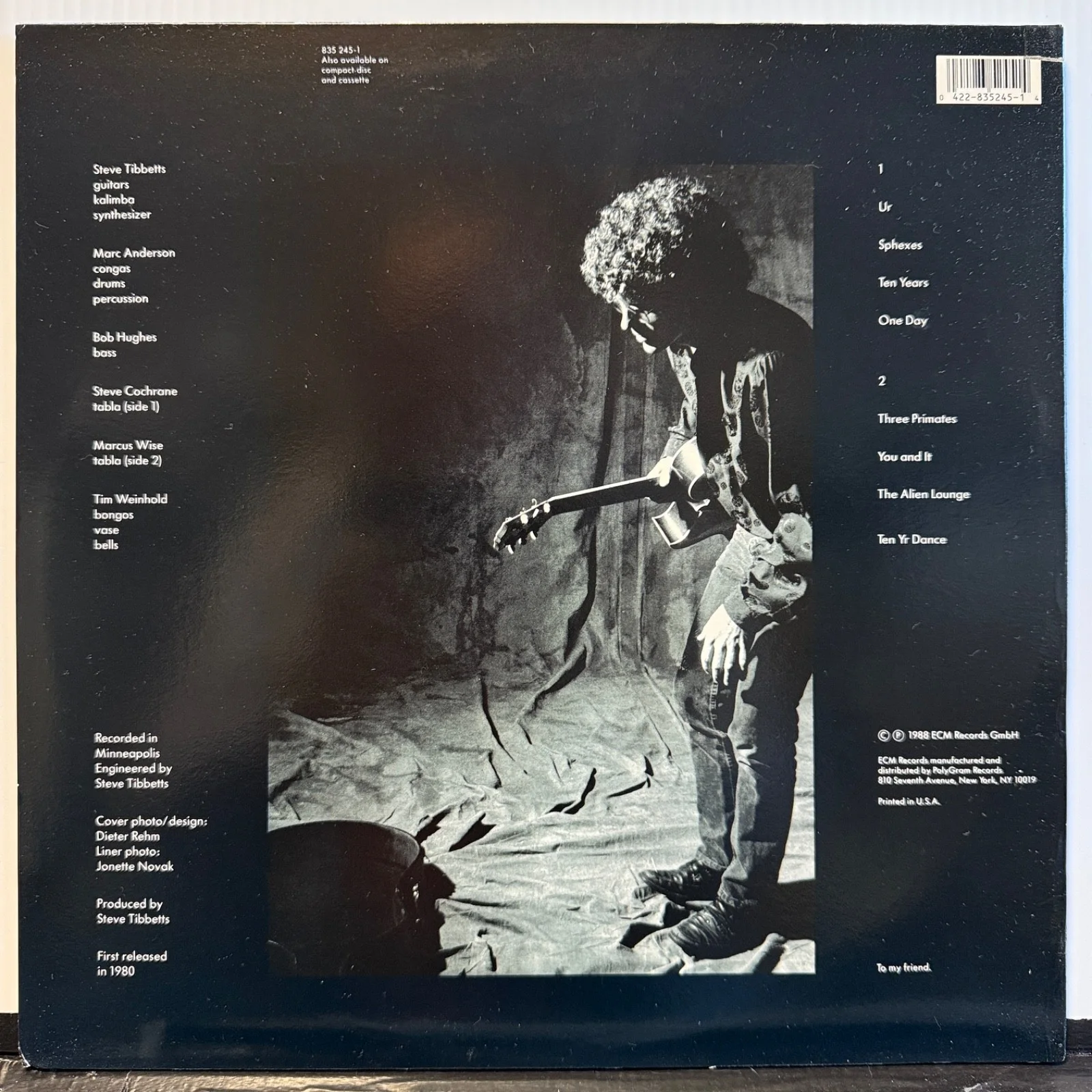 STEVE TIBBETTS "Yr" AUTOGRAPHED! - ECM 835 245-1 USA vinyl album NM, изображение 3