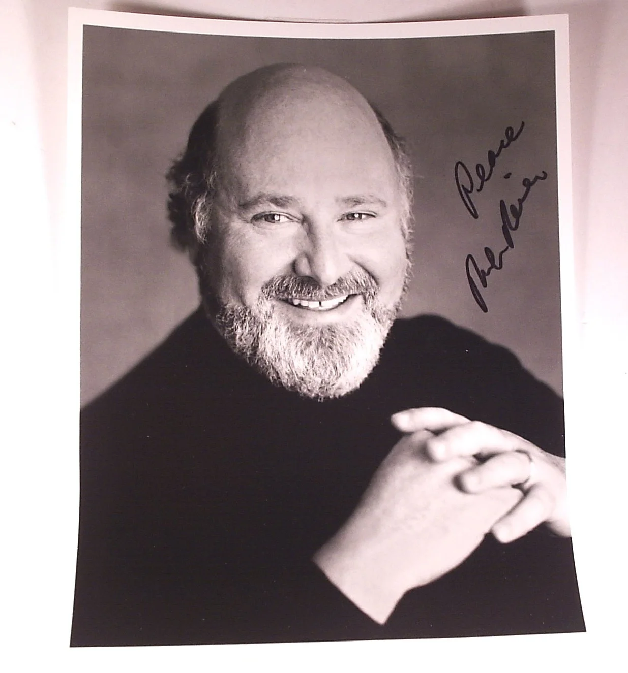 Rob Reiner — Rob Reiner Signed 8 X 10 Black and White Photo All In The Family "Meathead"