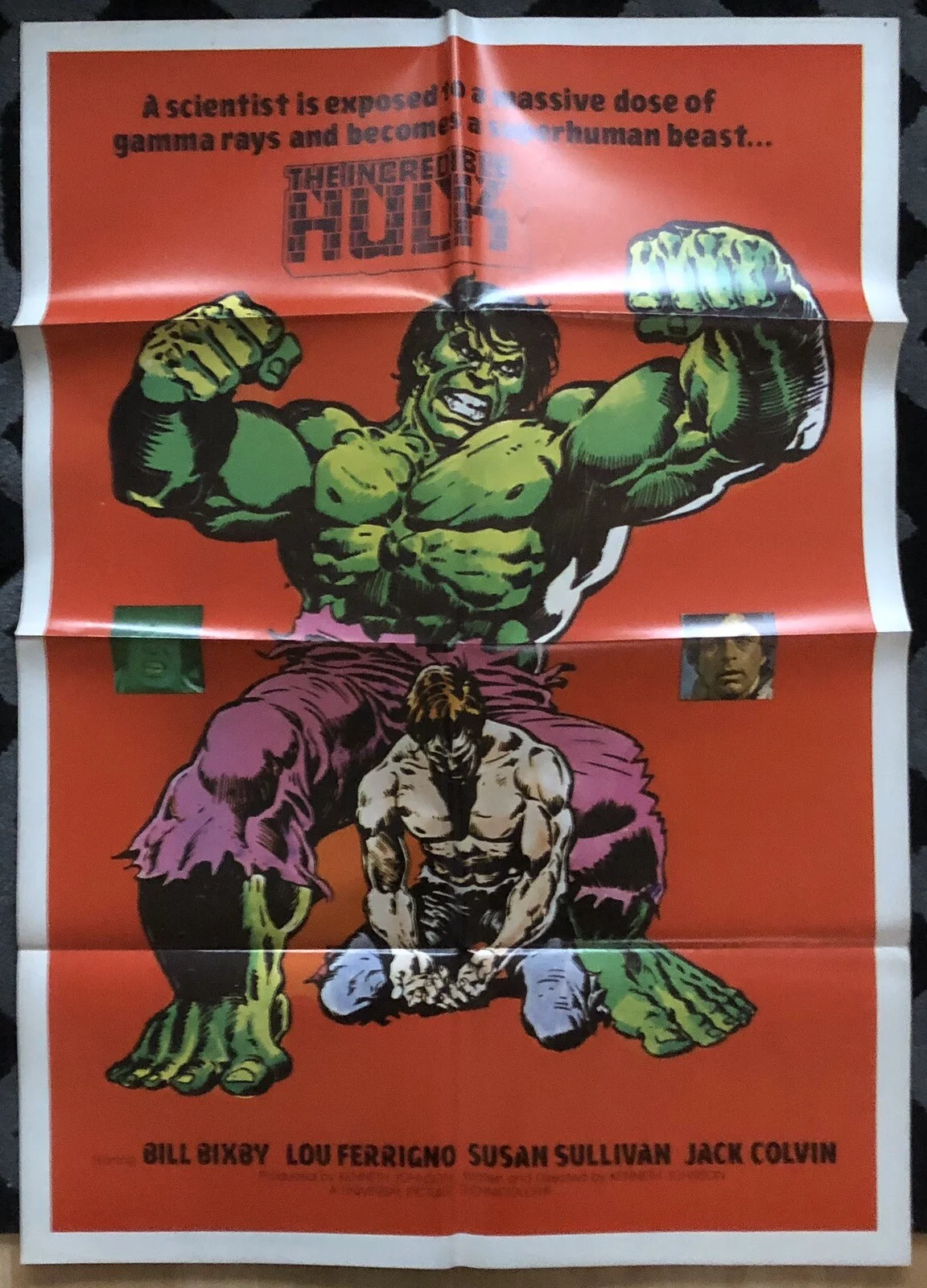 THE INCREDIBLE HULK 1977 ORIGINAL LEBANESE 1-SHEET POSTER NEAR MINT, image 2