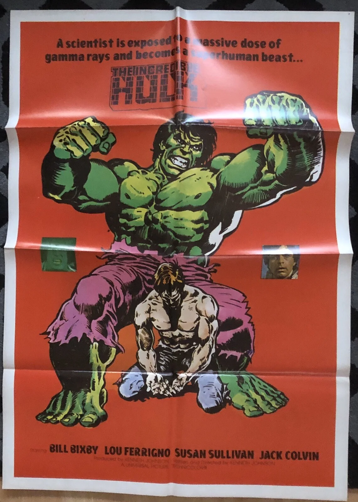THE INCREDIBLE HULK 1977 ORIGINAL LEBANESE 1-SHEET POSTER NEAR MINT, image 3