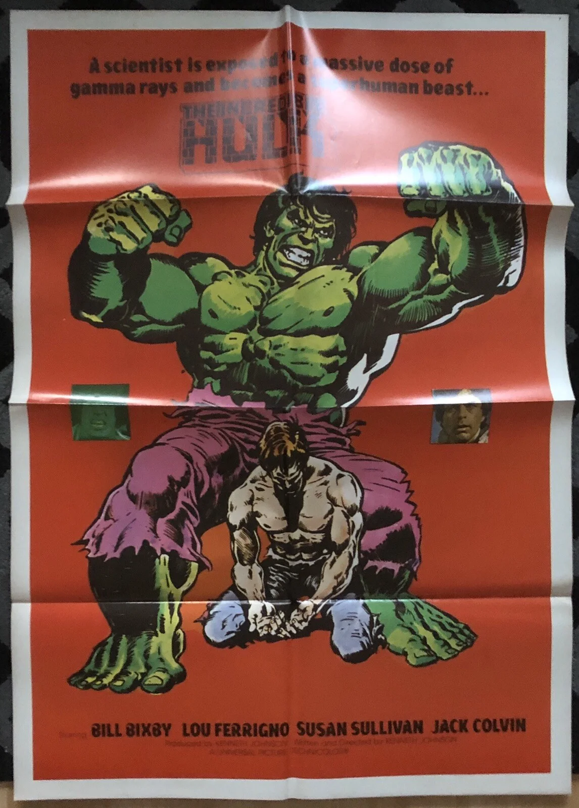 THE INCREDIBLE HULK 1977 ORIGINAL LEBANESE 1-SHEET POSTER NEAR MINT, image 4