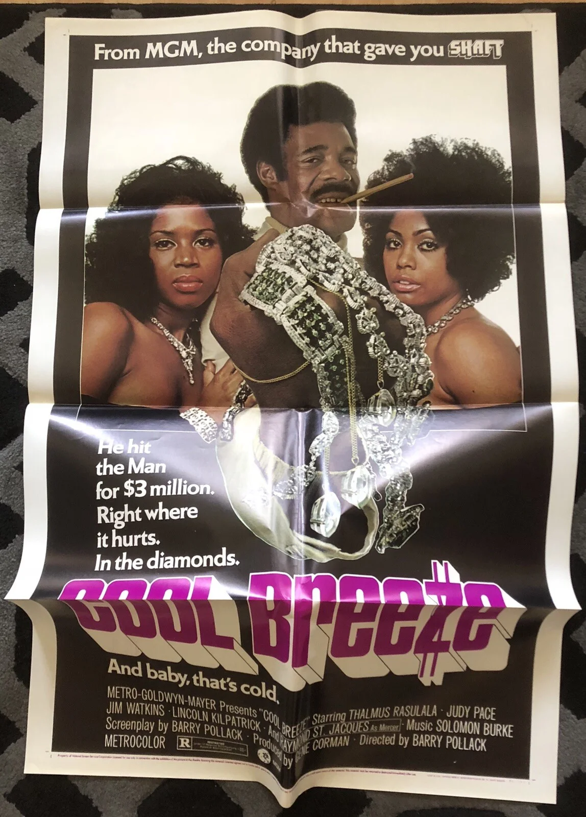 COOL BREEZE 1972 ORIGINAL U.S. 1-SHEET POSTER NEAR MINT, изображение 2