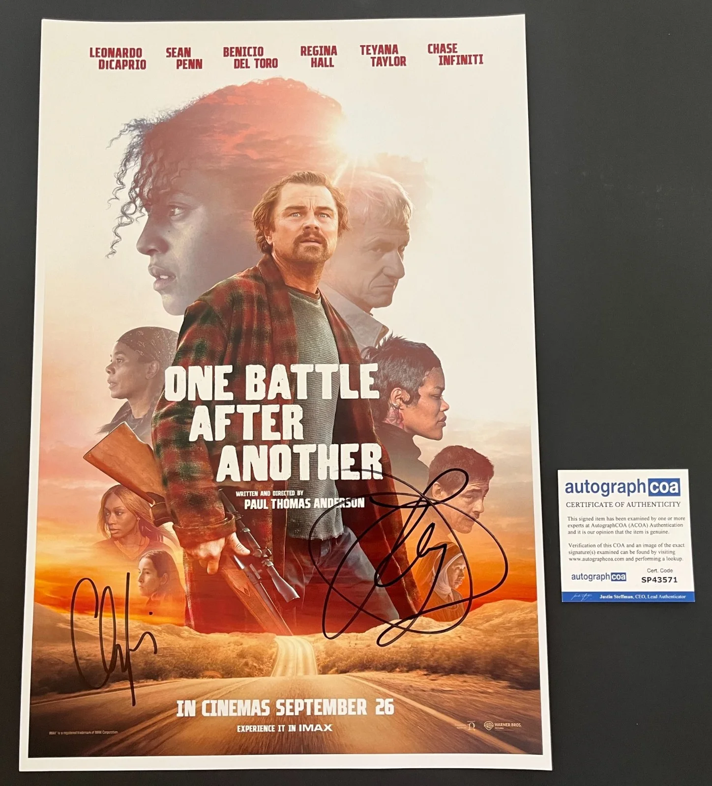 TEYANA TAYLOR & CHASE INFINITI SIGNED ONE BATTLE AFTER ANOTHER 12x18 PHOTO & COA, изображение 2