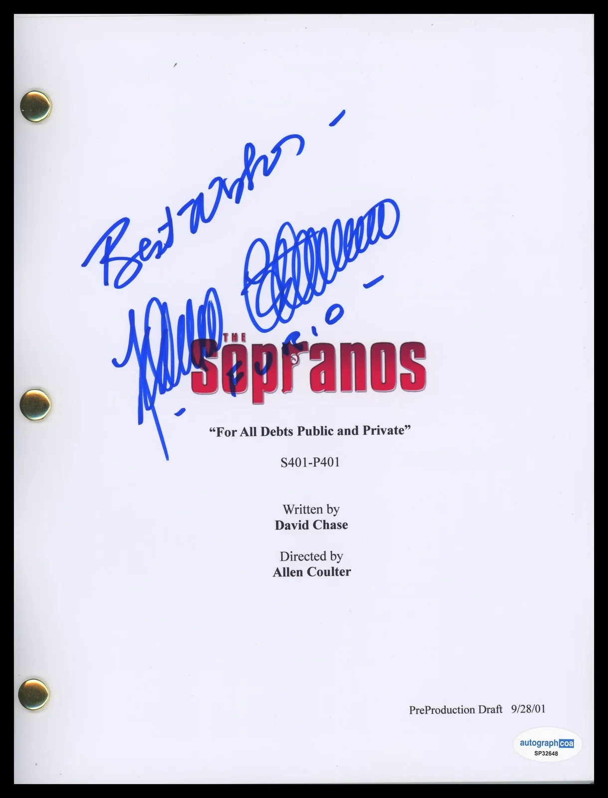 Federico Castelluccio — Federico Castelluccio "The Sopranos" AUTOGRAPH Signed Full Episode Script ACOA