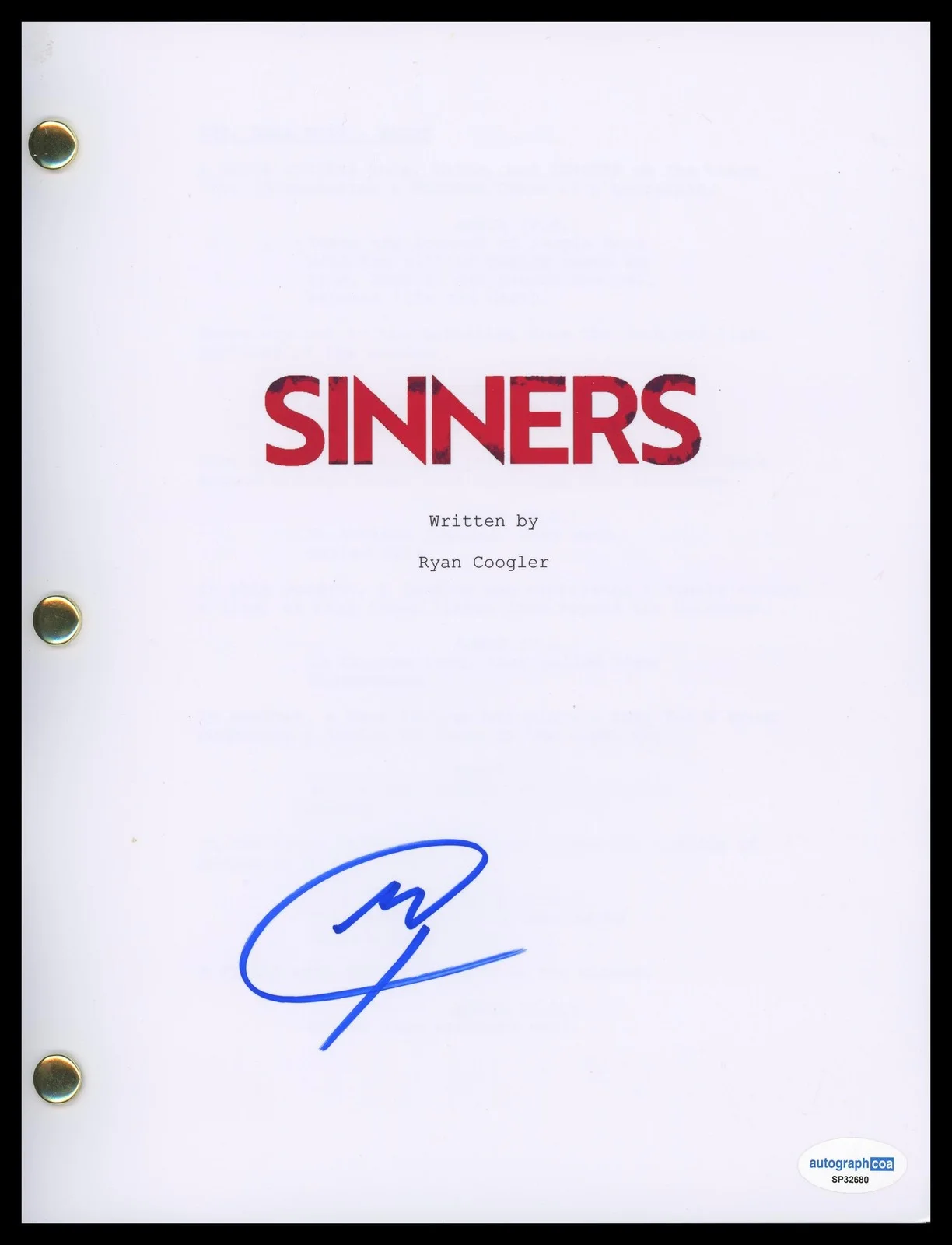 Miles Caton — Miles Caton "Sinners" AUTOGRAPH Signed Full Complete Script Screenplay ACOA