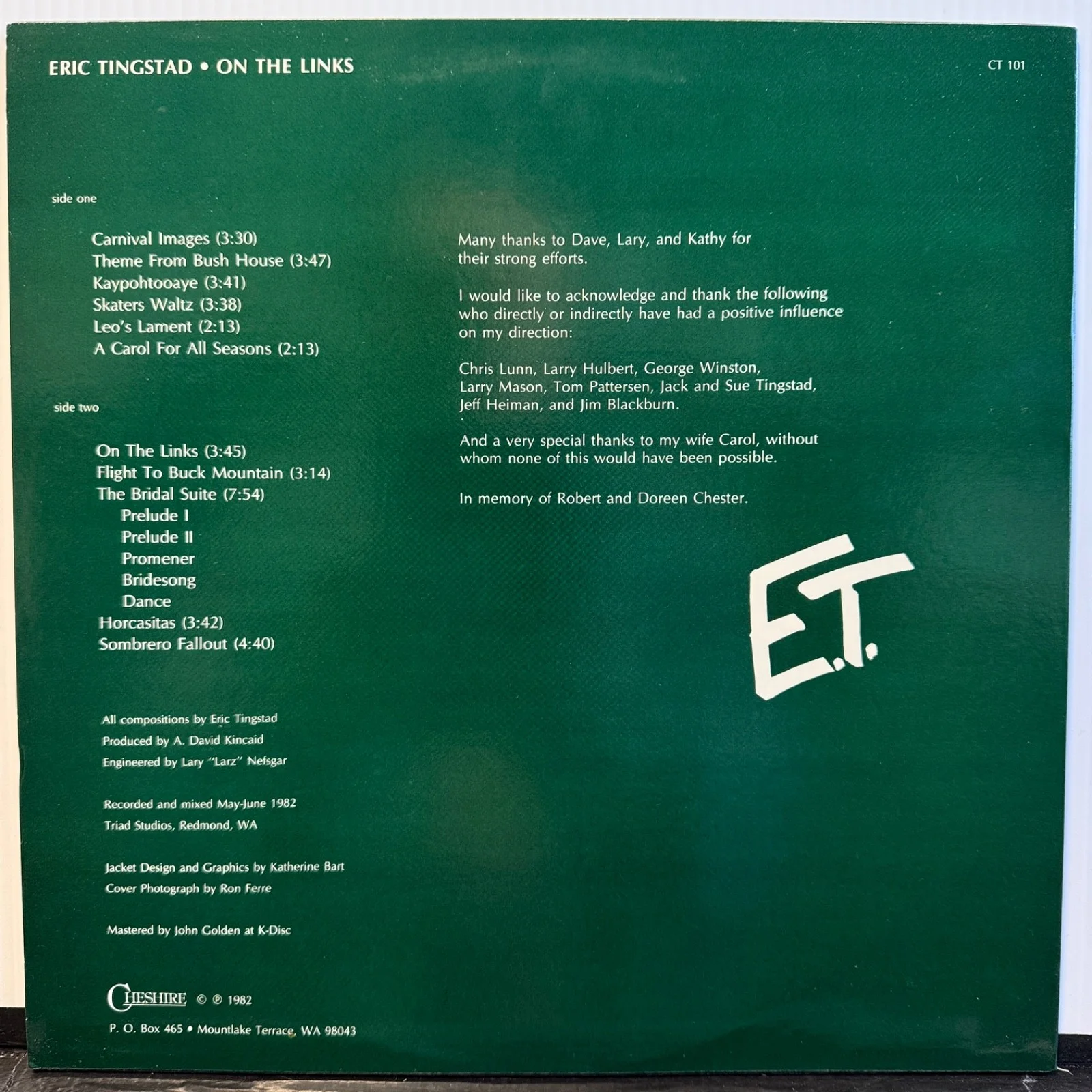 ERIC TINGSTAD "Solo Compositions For Guitar" AUTOGRAPHED - USA vinyl album VG+, image 3