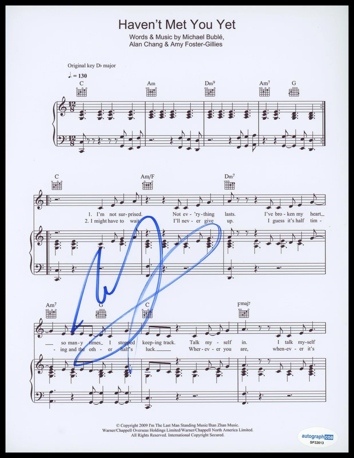 Michael Buble — Michael Buble "Haven't Met You Yet" AUTOGRAPH Signed 8.5x11 Sheet Music ACOA
