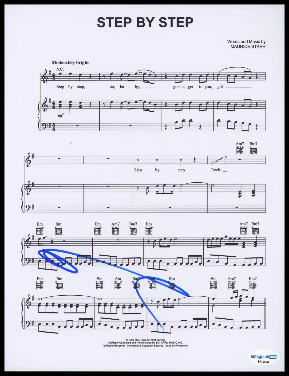 Donnie Wahlberg — Donnie Wahlberg "New Kids on the Block" SIGNED 'Step By Step' Sheet Music ACOA