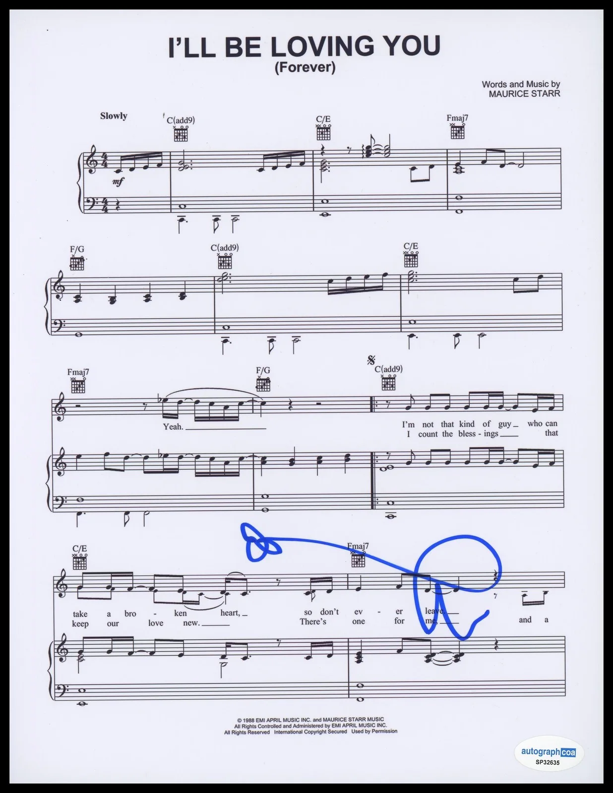 Donnie Wahlberg — Donnie Wahlberg "New Kids on the Block" SIGNED 'I'll Be Loving You' Sheet Music