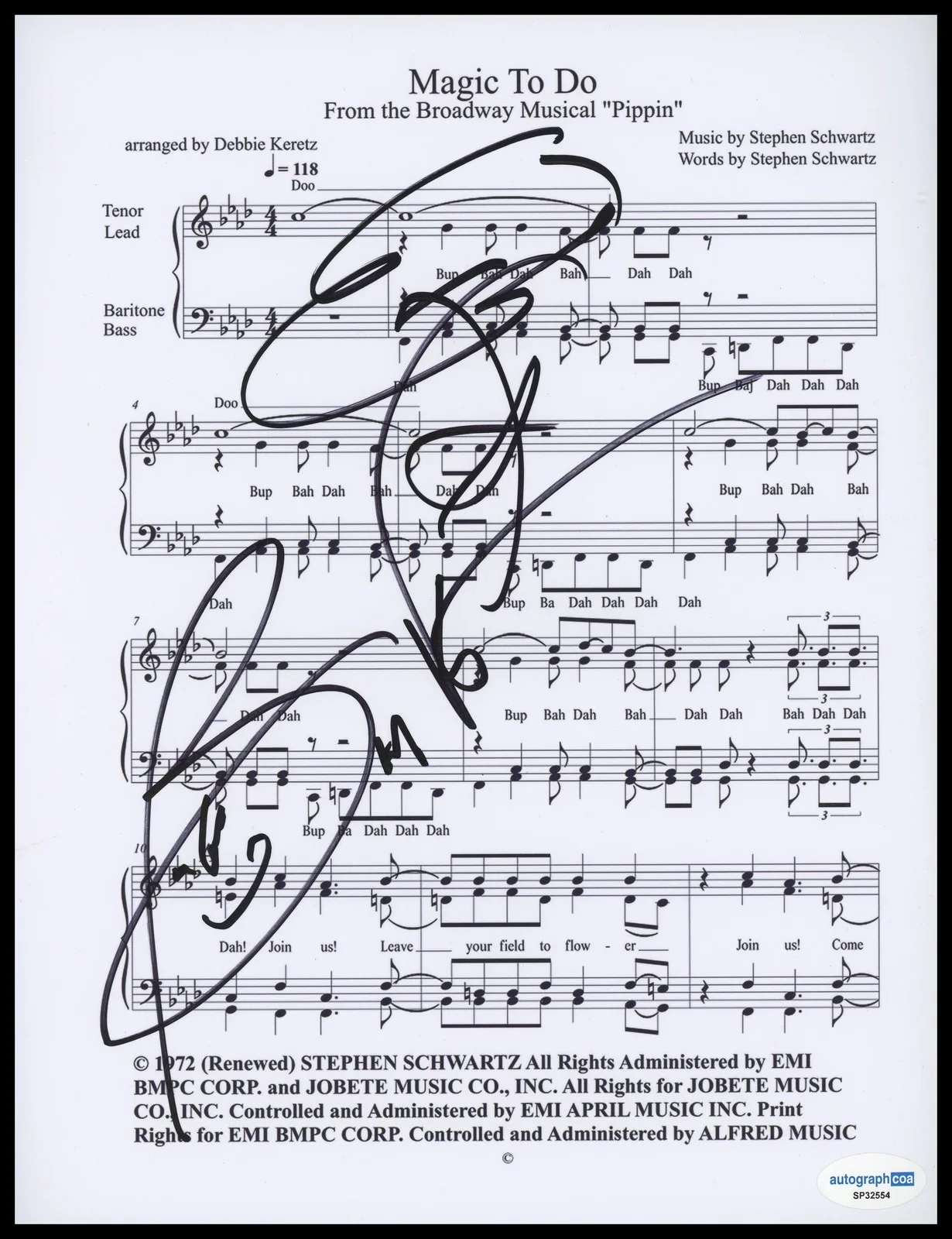 Ben Vereen — Ben Vereen "Pippin" AUTOGRAPH Signed 'Magic To Do' 8.5x11 Sheet Music B ACOA