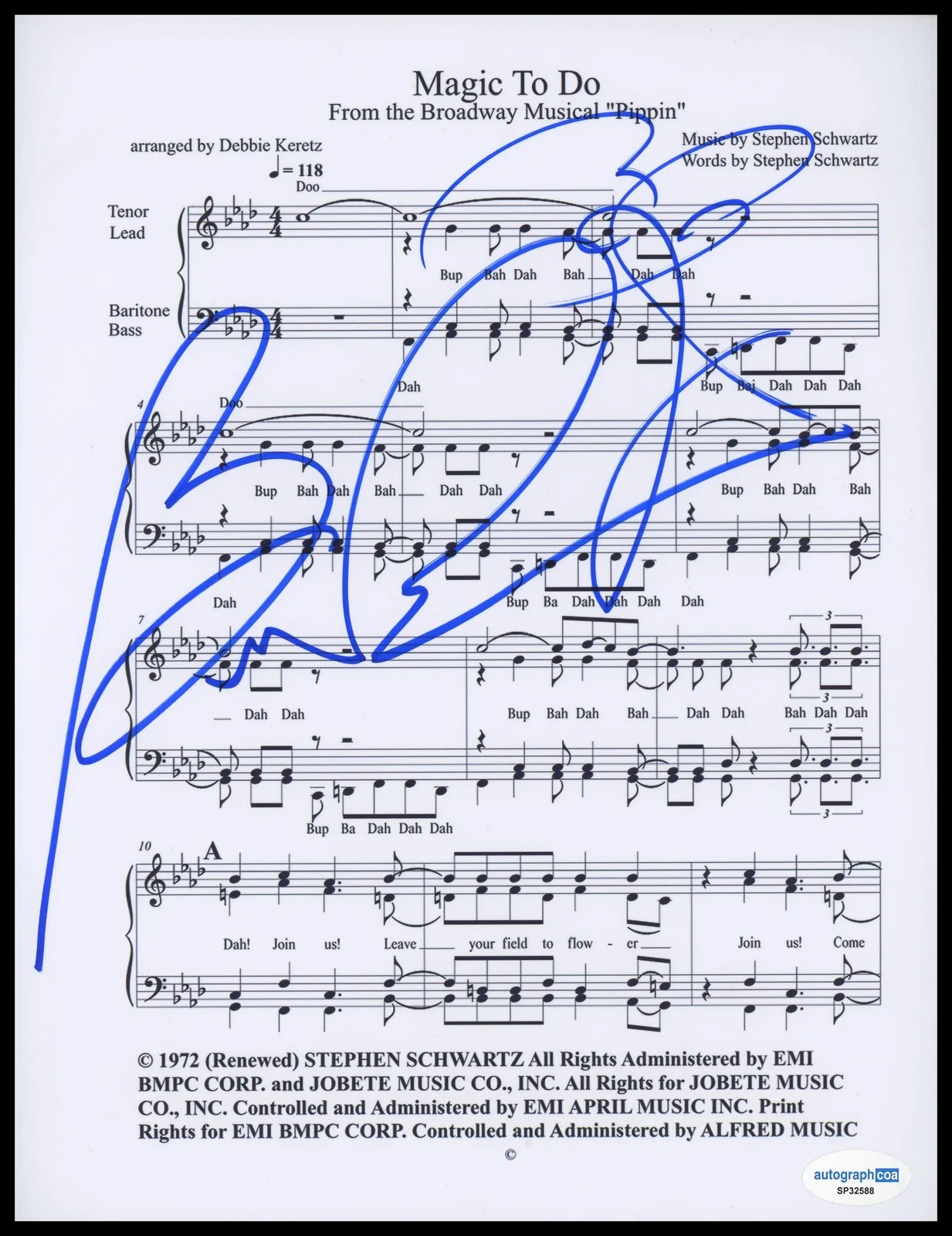 Ben Vereen — Ben Vereen "Pippin" AUTOGRAPH Signed 'Magic To Do' 8.5x11 Sheet Music ACOA