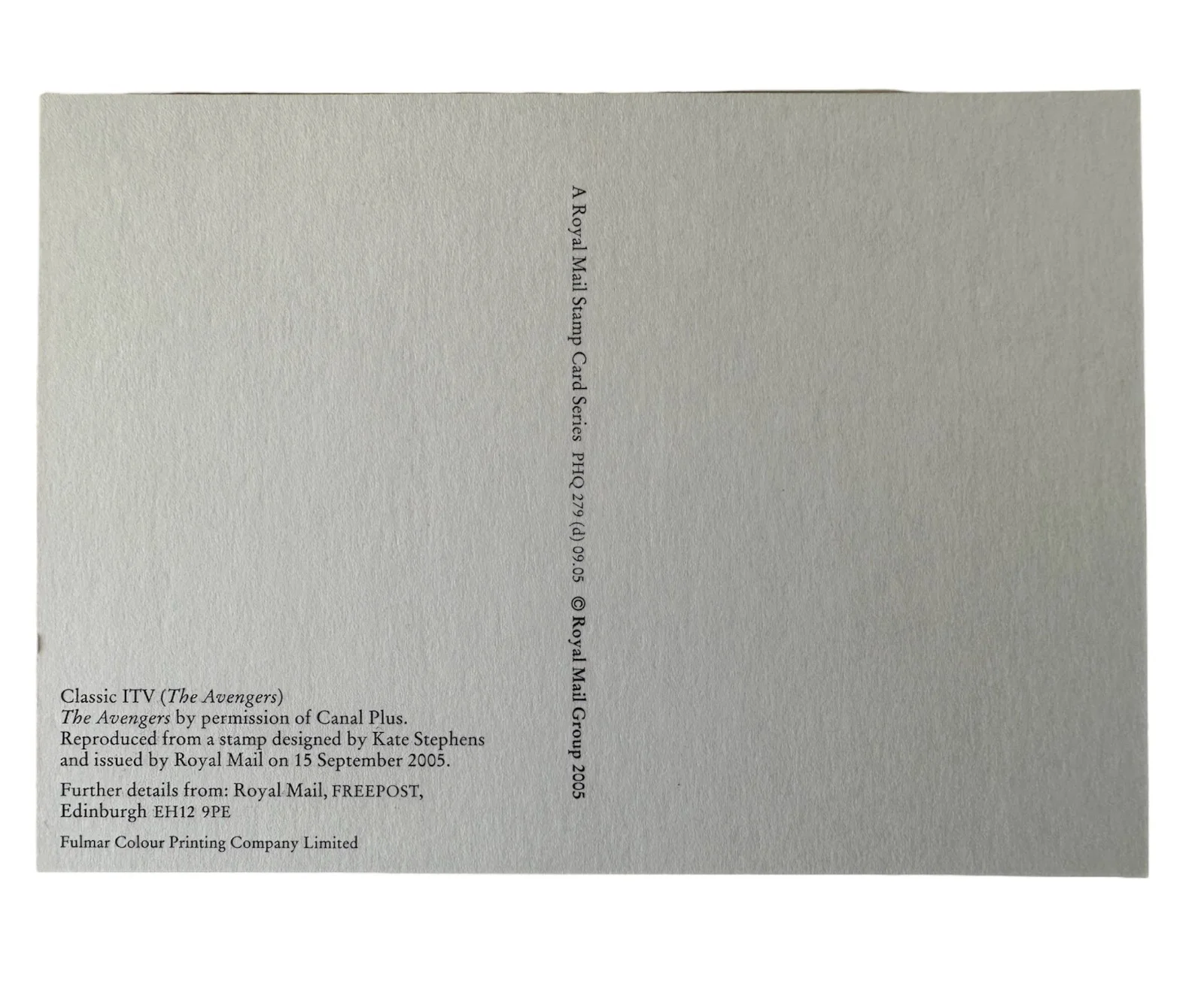 Vintage 2005 Classic ITV The Avengers Limited Edition 50th Anniversary Post Card, image 3