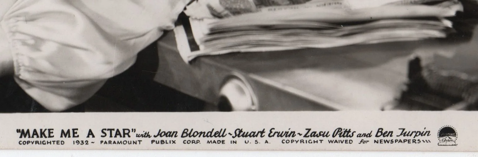JOAN BLONDELL & STUART ERWIN - vintage still MAKE ME A STAR - 10" x 8" - 1932, изображение 5