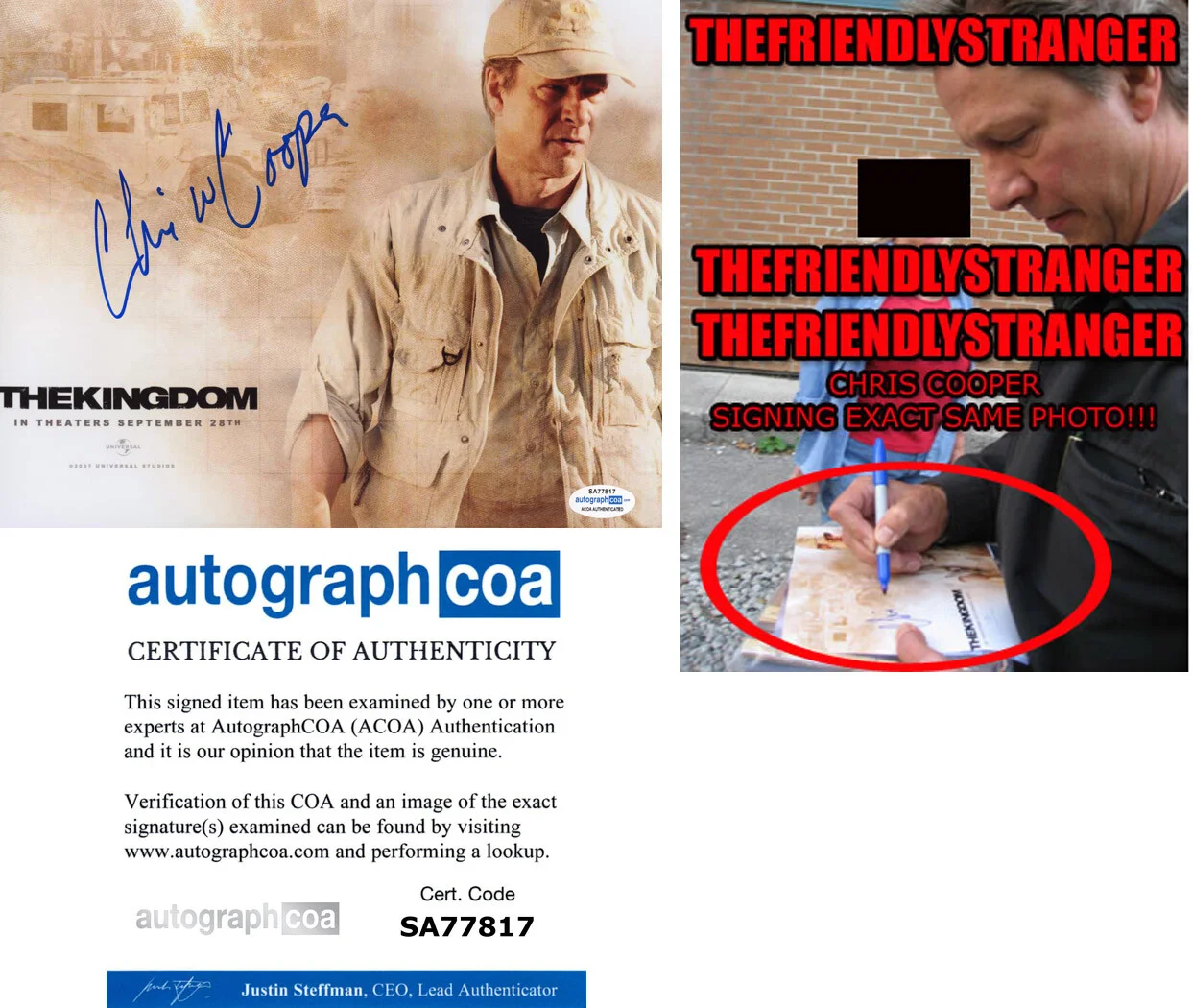 CHRIS COOPER — Chris Cooper signed "THE KINGDOM" 8X10 Photo EXACT PROOF b Autographed ACOA COA