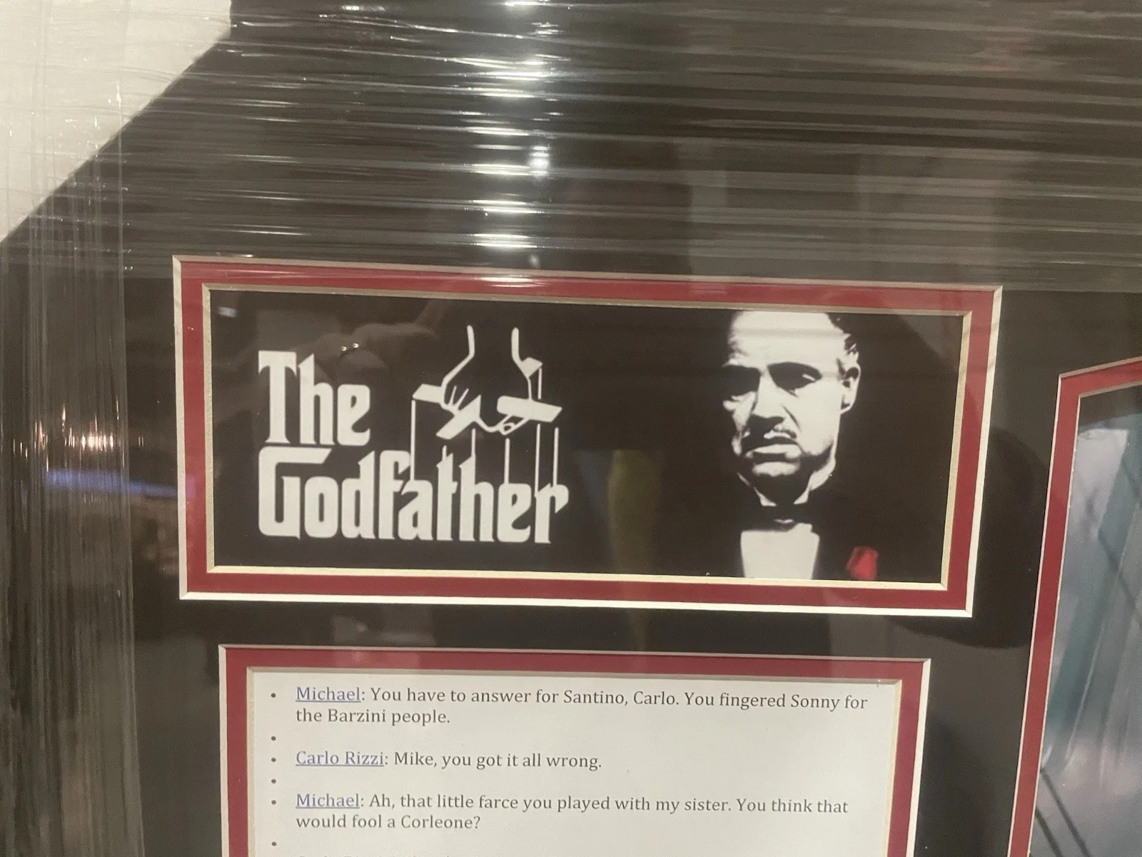 Gianni Russo “The Godfather” Signed Photo & And Prop Garrote Framed Display JSA, image 2