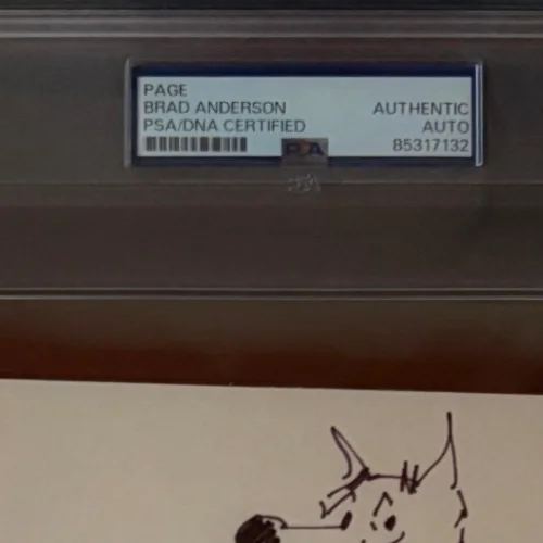 Brad Anderson — BRAD ANDERSON SIGNED SKETCH PAGE PSA ENCAPSULATED CARTOON COMIC STRIP MARMADUKE, изображение 4