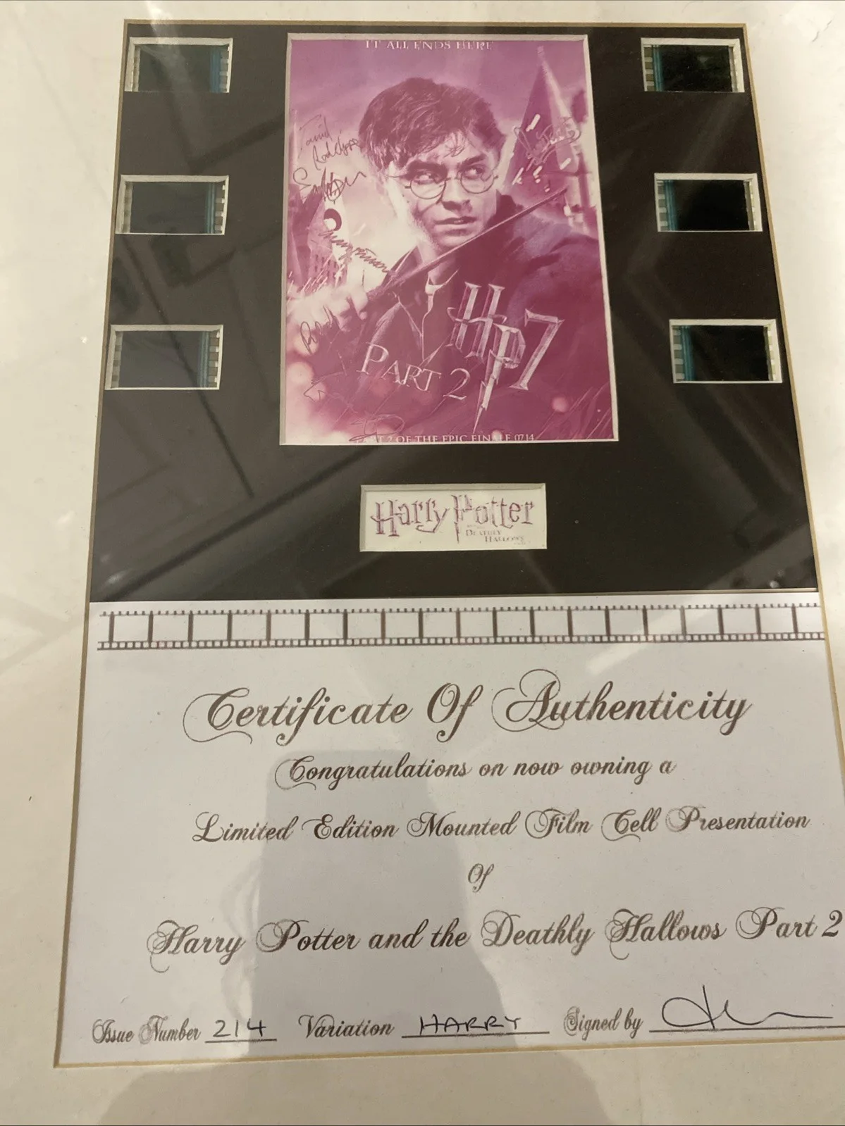 Limited Edition Mounted Film Cell’s Of Harry Potter & The Deathly Hallows Part2, изображение 2