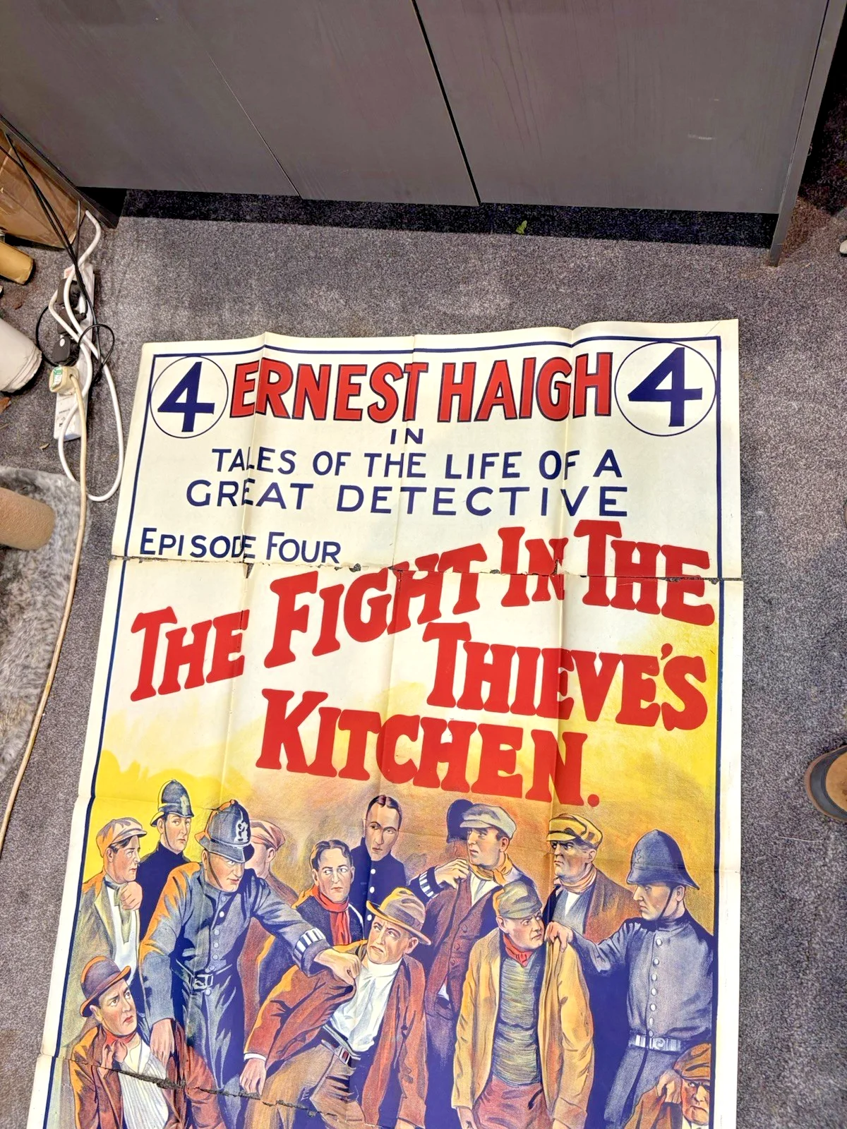 Large 1920 Silent Movie Poster The Fight in The Thieves Kitchen 39 x 90 inches, изображение 5