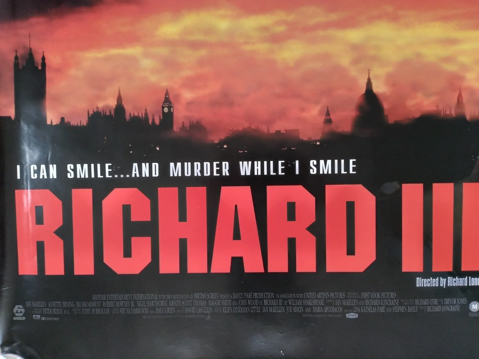 Richard III original movie 1995 poster UK quad, image 3