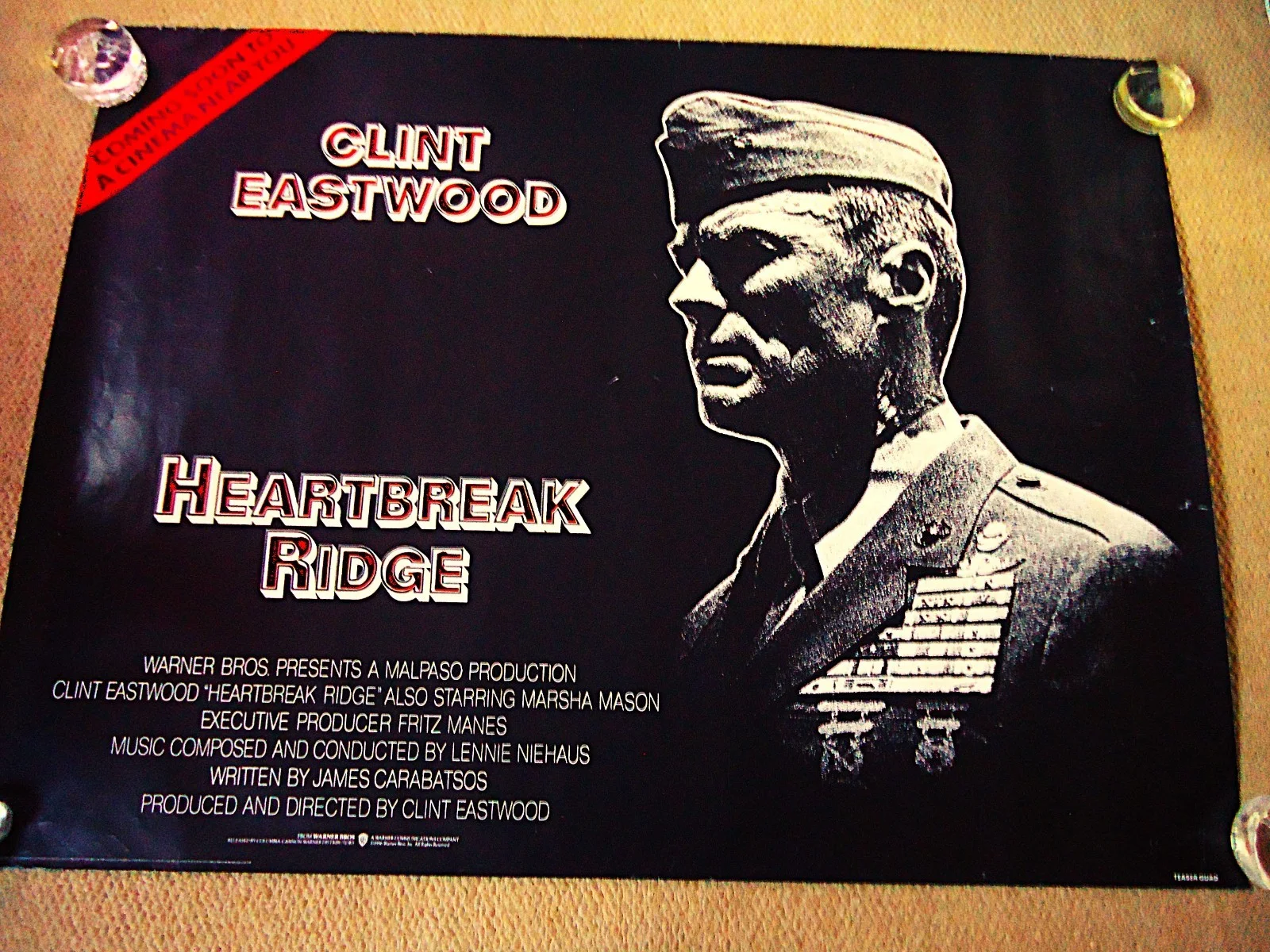HEARTBREAK RIDGE MOVIE FILM POSTER UK QUAD 1986 ORIGINAL CLINT EASTWOOD 30x40INS, изображение 2