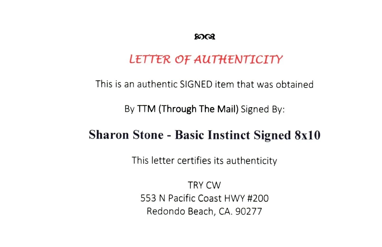 Sharon Stone — Sharon Stone Autographed Photo 6 w Hologram COA, изображение 2