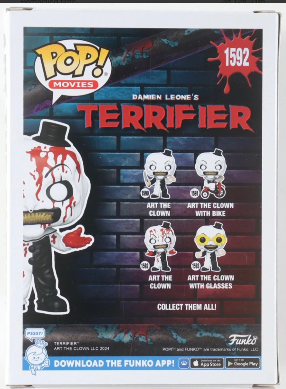 David Howard Thornton — FUNKO POP! THE TERRIFIER ART THE CLOWN #1592 DAVID HOWARD THORNTON SIGNED JSA, image 2