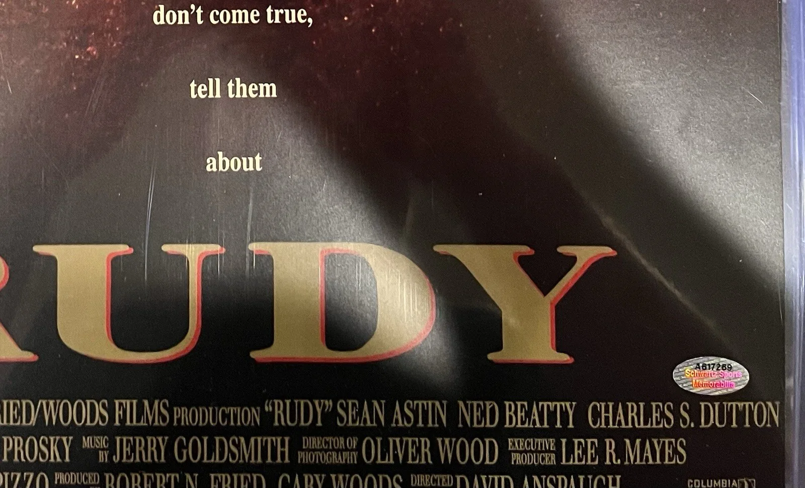 Rudy Ruettiger — Rudy Ruettiger Signed "Rudy" 11x17 Movie Poster Inscribed "Dream Big" (Schwartz), изображение 2