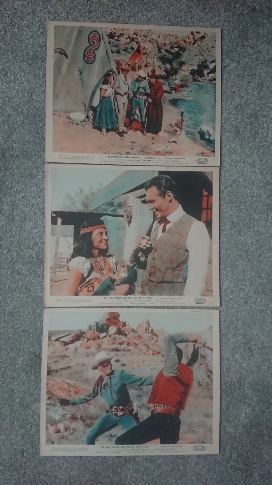 Clayton Moore The Lone Ranger and the Lost City of Gold 1958 7 x UK Lobby Cards, изображение 3