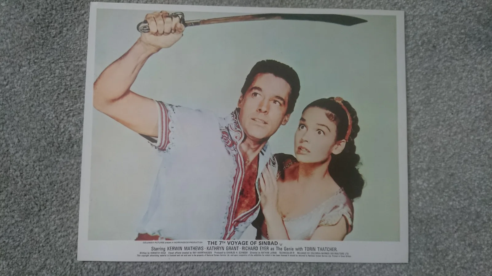 The 7th Voyage of Sinbad 1958 3 x UK Lobby Card 1970's Reissue Ray Harryhausen, изображение 3