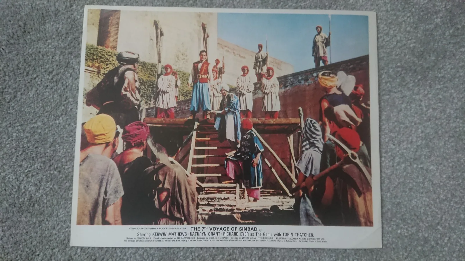 The 7th Voyage of Sinbad 1958 3 x UK Lobby Card 1970's Reissue Ray Harryhausen, изображение 4