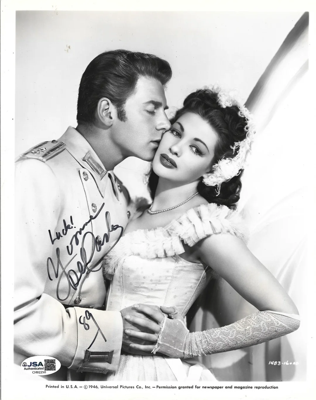 Yvonne De Carlo — Yvonne De Carlo hand SIGNED Song Scheherazade 1946 Promo Photo JSA COA Autograph