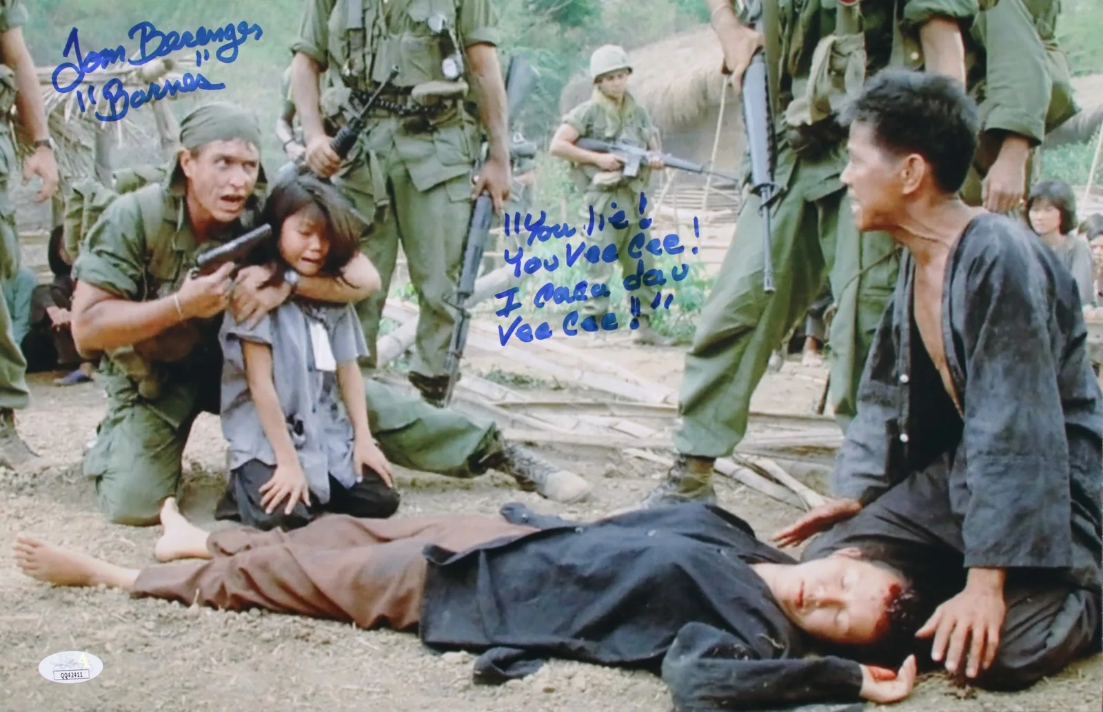 Tom Berenger — Tom Berenger Signed 11x17 Photo "You lie! You Vee Cee!" JSA COA Private Signing