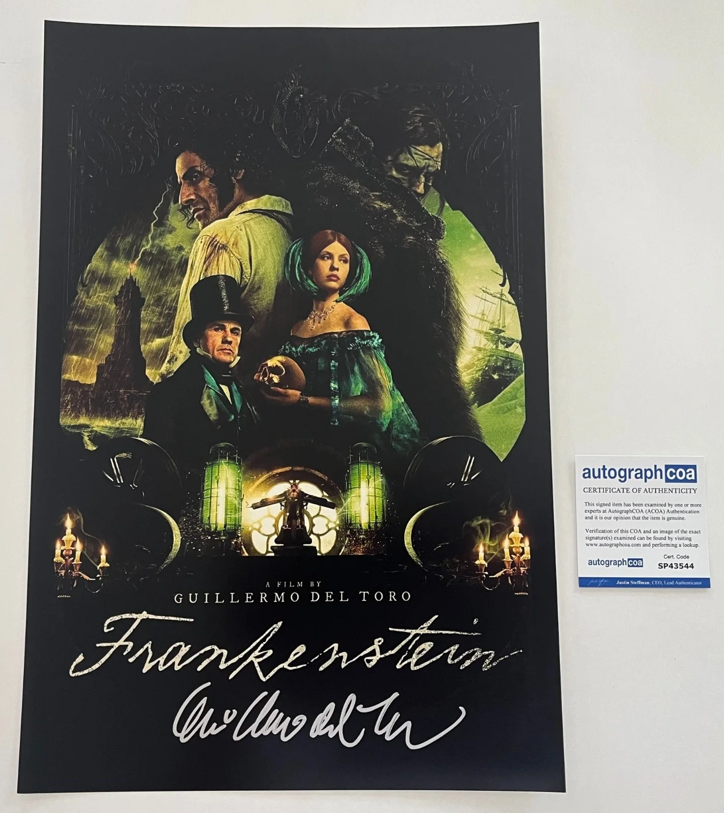 GUILLERMO DEL TORO SIGNED FRANKENSTEIN 12x18 PHOTO B w/EXACT PROOF AUTOGRAPH COA, изображение 2