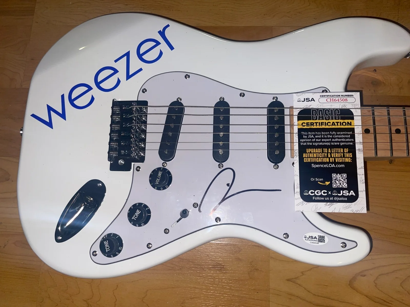 Rivers Cuomo Weezer Blue Album Pinkerton Autographed Signed Electric Guitar JSA, изображение 2