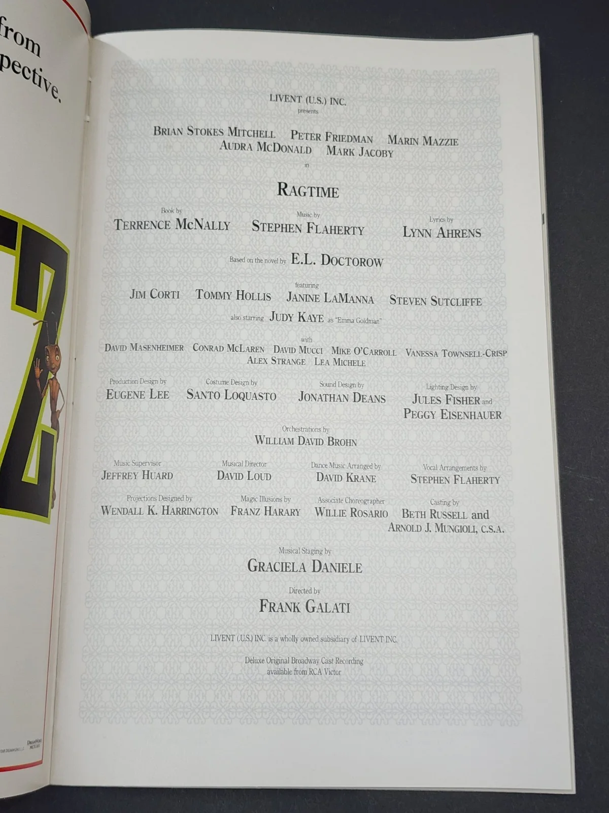 Showbill Ragtime The Musical Ford Center for the Performing Arts, image 2