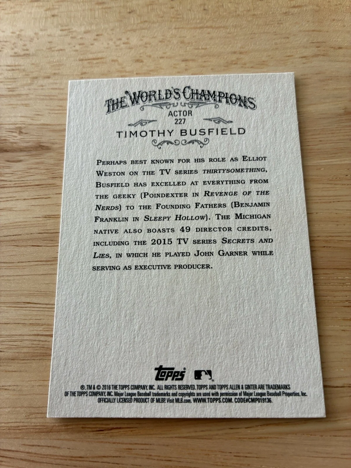 Actor Timothy Busfield Topps Allen & Ginter autographed card #227, изображение 2