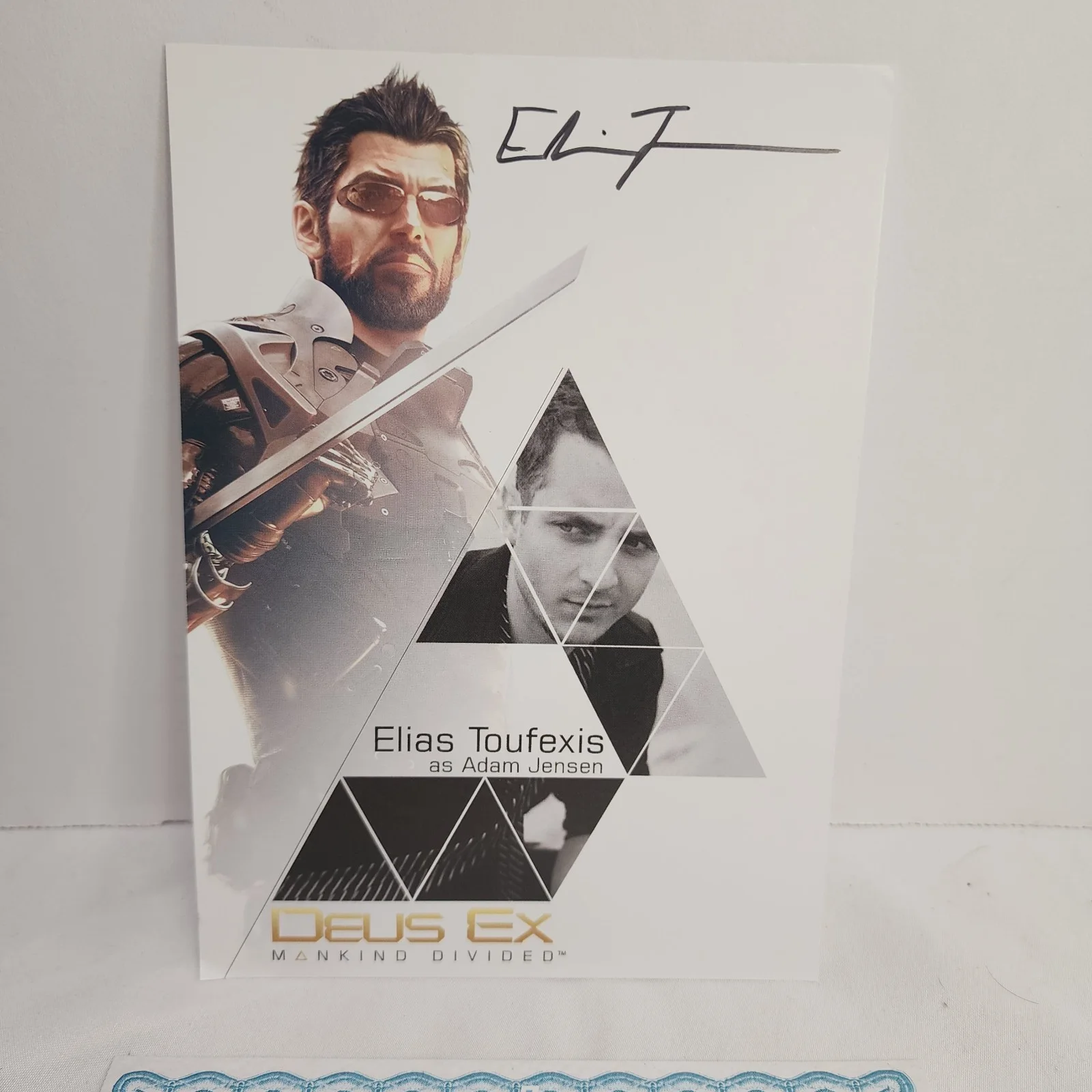 Elias Toufexis — Deus Ex: Mankind Divided Signed AUTOGRAPH Elias Toufexis Adam Jensen Print w/COA, изображение 3